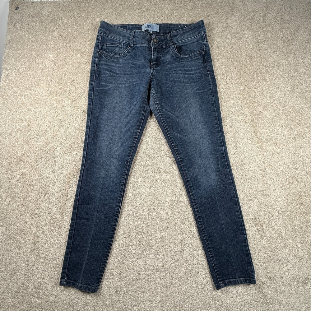 Jolt Jeans Womens 9 Blue Wkisher Denim Cotton Skinny Leg Dark Wash Mid Rise